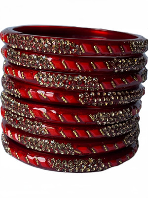 Karaavi Glass Crystal Bangle Set(Pack of 8)