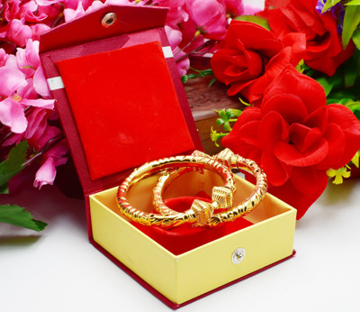 SATTIK Brass Gold-plated Bangle Set(Pack of 2)