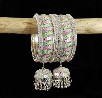 ZULKA Metal Beads, Zircon Bangle Set(Pack of 6)