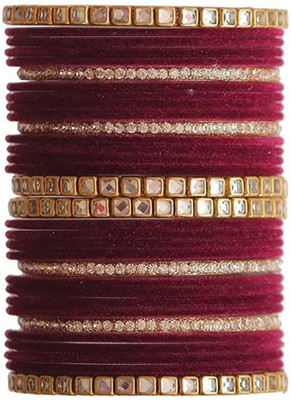 Guddan Metal Crystal Gold-plated Bangle Set(Pack of 32)