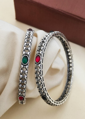 DH JEWELLS Alloy Silver Coated Bangle(Pack of 2)