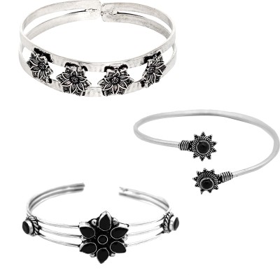 Teejh Alloy Silver Armlet Set(Pack of 3)