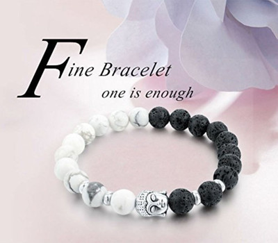 VIBESLE Howlite, Crystal Beads Charm Bracelet
