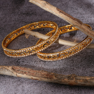 kewai Metal Cubic Zirconia Gold-plated Bangle Set