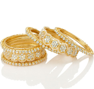 GC PREMIUM JEWELLERY Brass Gold-plated Bangle Set(Pack of 6)