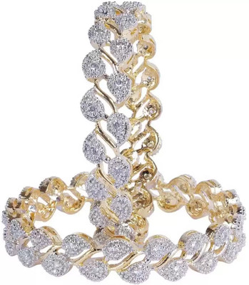 Terraband Alloy Cubic Zirconia Gold-plated Bangle Set(Pack of 2)