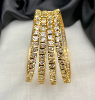 AFJ GOLD Copper Ruby Gold-plated Bangle Set(Pack of 4)