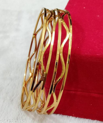 HouseOfCommon Brass Gold-plated Bangle Set(Pack of 2)