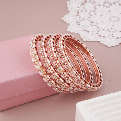 GC PREMIUM JEWELLERY Brass Cubic Zirconia Gold-plated Bangle Set(Pack of 4)