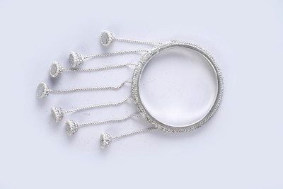 Velvet Box Alloy Beads Silver Coated Bangle Set(Pack of 2)