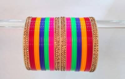 Rudra Plastic Cubic Zirconia Bangle Set(Pack of 10)