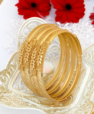 Jewels Kafe Brass Gold-plated Bangle Set(Pack of 4)