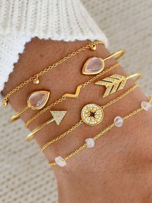 Dressberry Alloy Cubic Zirconia Gold-plated Cuff(Pack of 6)
