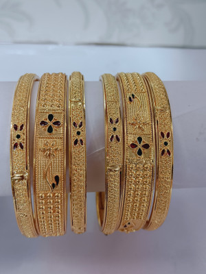 khanak Brass Gold-plated Bangle Set(Pack of 6)