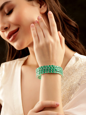 RUBANS Alloy Zircon Rhodium Bangle Set(Pack of 4)