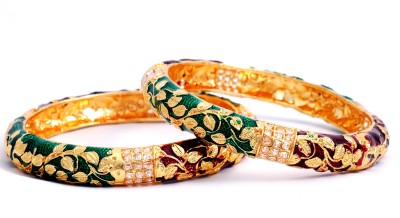 V FASHION JEWELLERY Alloy Gold-plated Bangle Set(Pack of 2)