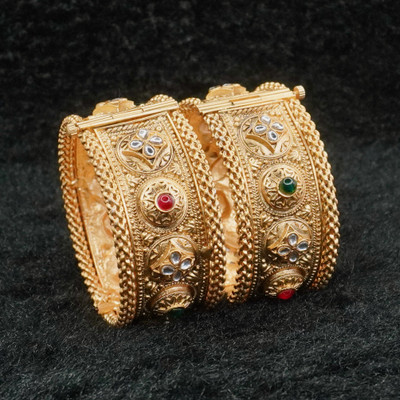 Panini Jewels Alloy Gold-plated Bangle Set(Pack of 2)