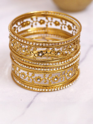 navjai Brass Zircon Bangle Set(Pack of 14)