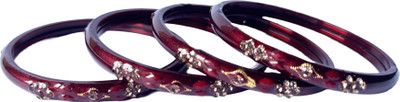Karaavi Glass Crystal Enamel Bangle Set(Pack of 4)