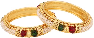 Bhana Jewells Brass Pearl Gold-plated Bangle Set(Pack of 2)