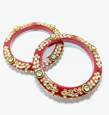 Amazing handicrafted rajputi Plastic Rhodium Bangle(Pack of 2)