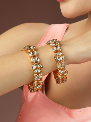 Karatcart Alloy Crystal Gold-plated Bangle Set(Pack of 2)