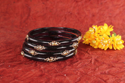 ZULKA Glass Diamond, Zircon Bangle Set(Pack of 4)