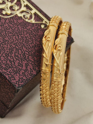 Kriva Trading Alloy Gold-plated Bangle Set(Pack of 2)