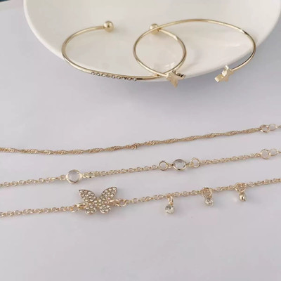 Nehdal Alloy Cubic Zirconia Gold-plated Bracelet(Pack of 5)