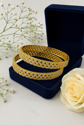 DIMIKI Brass Gold-plated Bangle Set(Pack of 2)