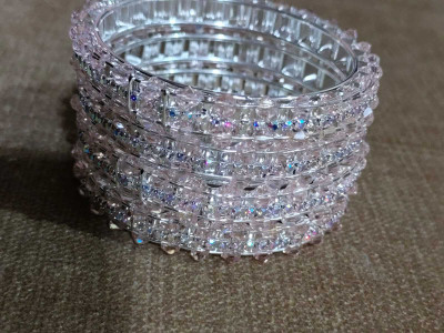 Xmsx Alloy Crystal Silver Bangle Set(Pack of 4)