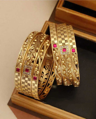 Primectrla Fab Plastic Diamond Gold-plated Bangle Set(Pack of 6)
