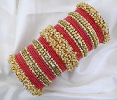 Ha Meem Metal Gold-plated Bangle Set(Pack of 10)