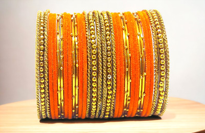 Anahat collection Metal, Fabric Gold-plated Bangle Set(Pack of 10)
