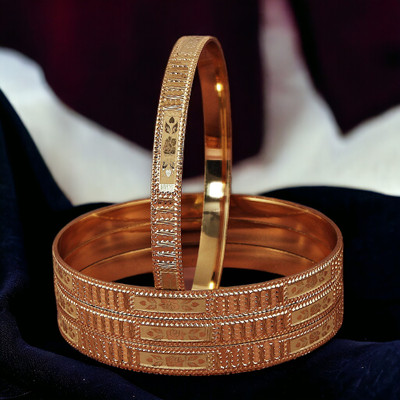 Lucky Jewellery Alloy Gold-plated Bangle Set(Pack of 4)