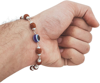 PremPyare Kripalu Store Rudraksha, Evil Eye Silver Charm Bracelet
