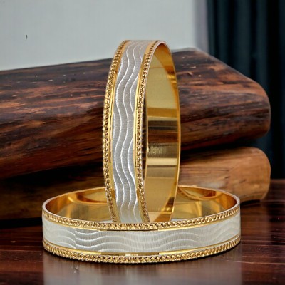 Lucky Jewellery Alloy Gold-plated Bangle Set(Pack of 2)