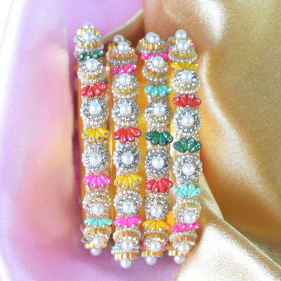 AFWY Metal Rhinestone Gold-plated Bangle Set(Pack of 4)