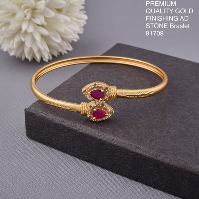 GATRADMA GOLD COVERING Brass Cubic Zirconia, Diamond Gold-plated Bracelet Set