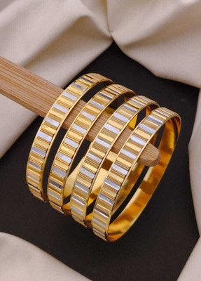 Dhavni Enterprise Brass Gold-plated Bangle Set(Pack of 4)