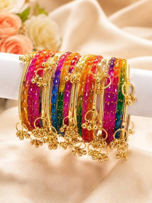 Kashmiri ghughru Glass Bangle Set(Pack of 10)
