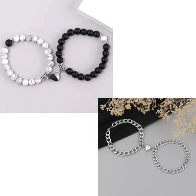 LAVITRA Brass, Metal, Alloy, Stainless Steel Cubic Zirconia Rhodium, Silver Bracelet(Pack of 4)