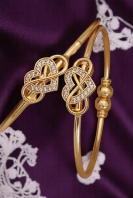 Hetshree Brass Diamond Gold-plated Bangle Set(Pack of 2)