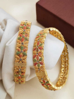 Kriva Trading Alloy Gold-plated Bangle Set(Pack of 2)