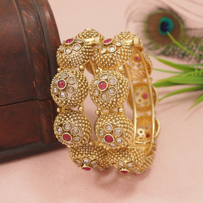 OrnaDzn Zevellery Brass Gold-plated Bangle(Pack of 2)