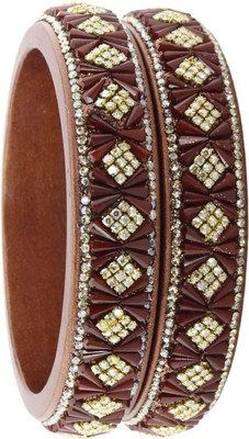 ZULKA Lac Beads, Zircon Bangle Set(Pack of 2)