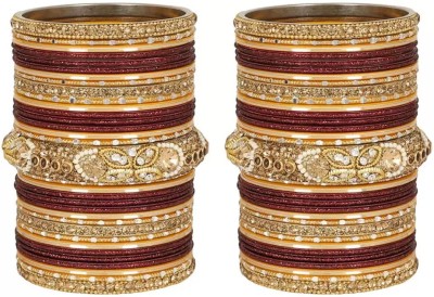 Fullos Beauty Alloy Crystal Bangle Set(Pack of 66)