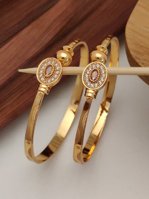Shining Diva Metal Crystal Gold-plated Bangle Set(Pack of 2)