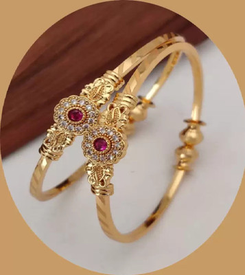 SUBH IMPEX Brass, Copper Cubic Zirconia Gold-plated Bangle(Pack of 2)