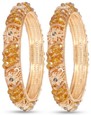 HOMOZE Metal Pearl, Zircon Gold-plated Kada(Pack of 2)